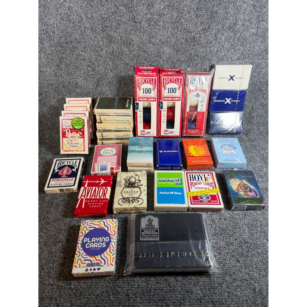 Vintage Playing Card Lot 3 Poker Chip Sets Airline Cruise Casino Advertising